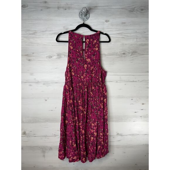 Torrid Dress Womens 1X Magenta Floral Butterfly Print Sleeveless Midi Rayon - Picture 9 of 10